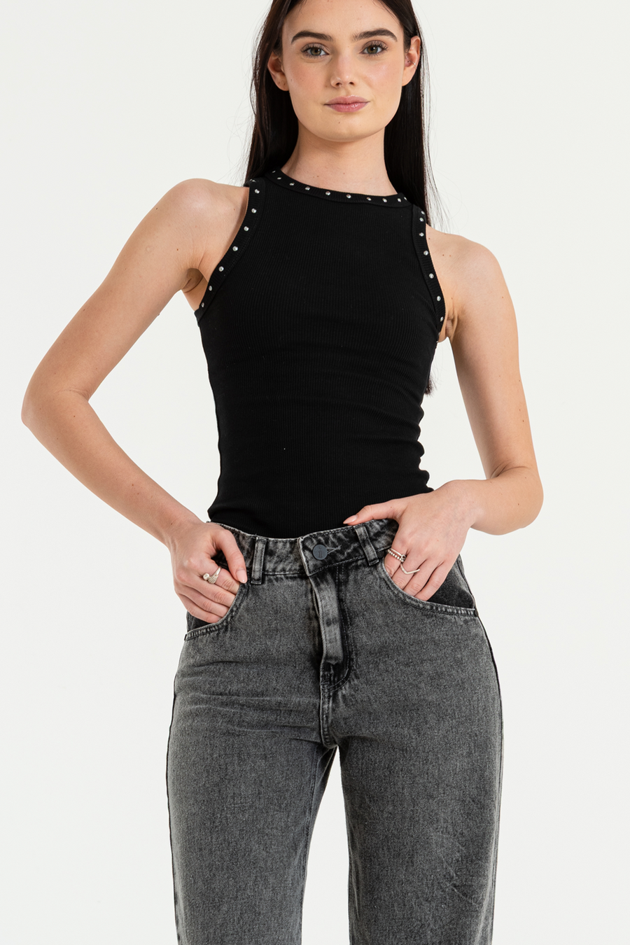 JEANS WIDE LEG NEGRUZCO RÍGIDO ISOSTASIA