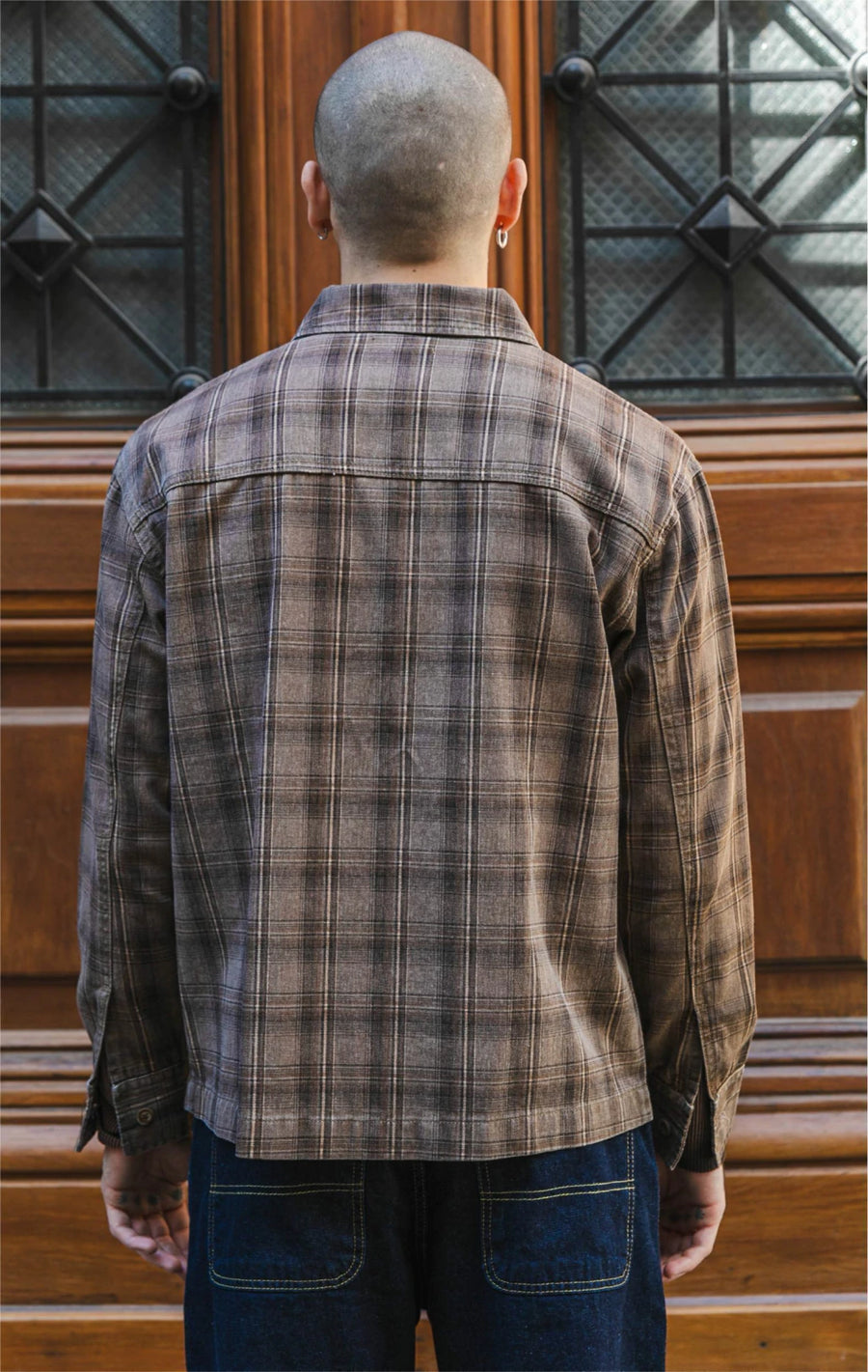 CAMISACO DE GABARDINA BEN A CUADROS GRIS M