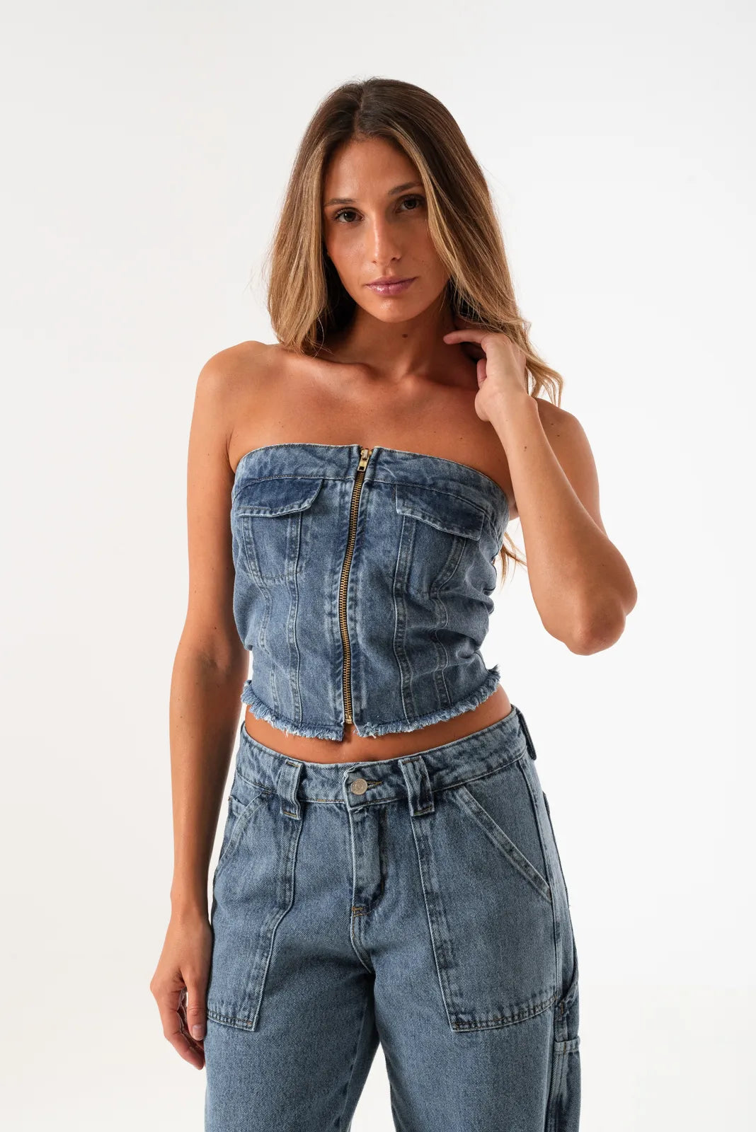 TOP DE JEANS C/ CIERRE MEDIO