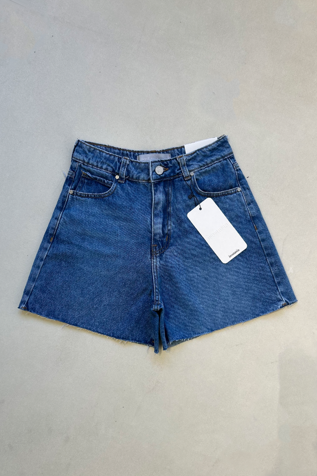 ISOS BERMUDA AZUL MEDIO CON FLECO