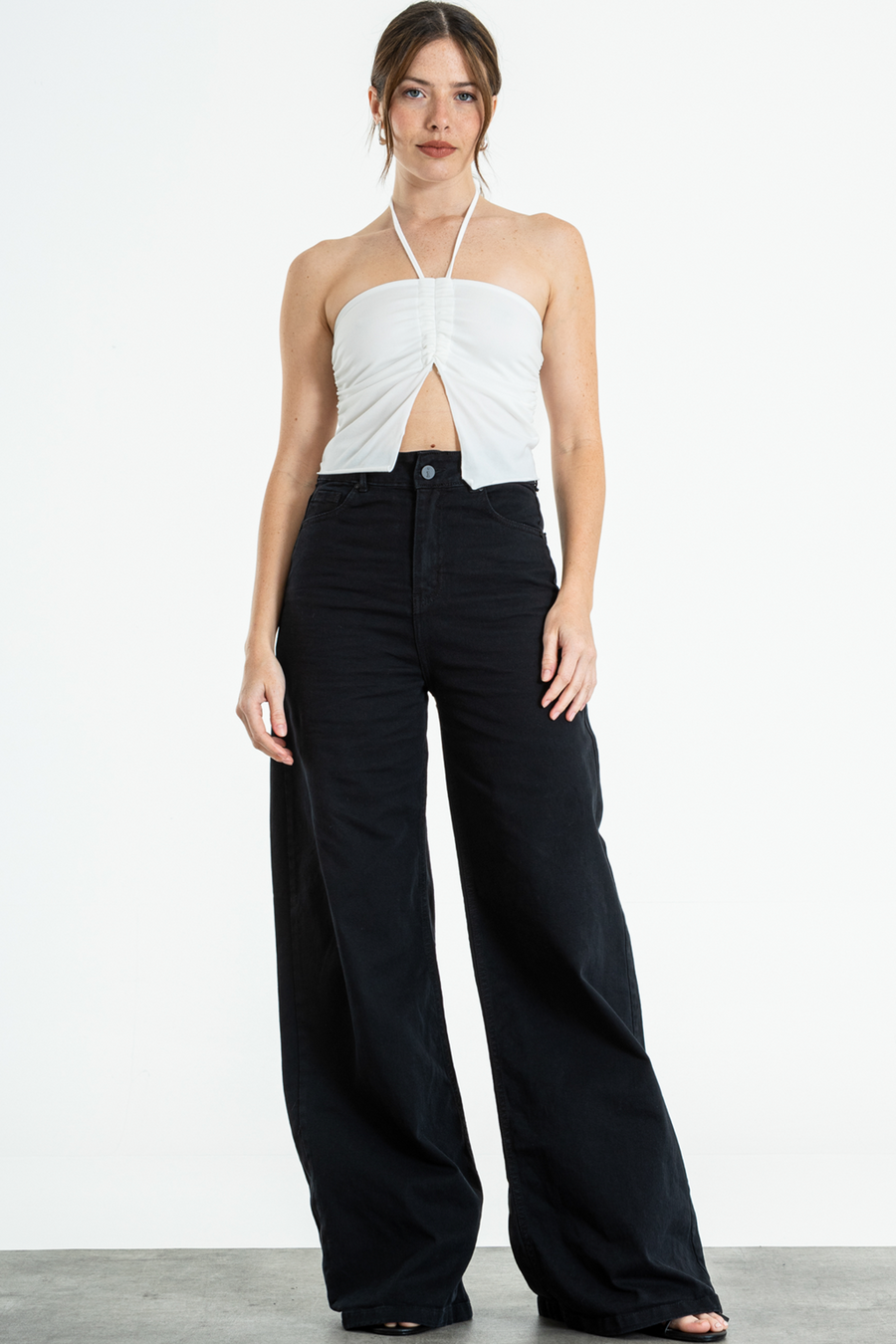 ISOSTASIA JEANS WIDE LEG NEGRO ELASTIZADO