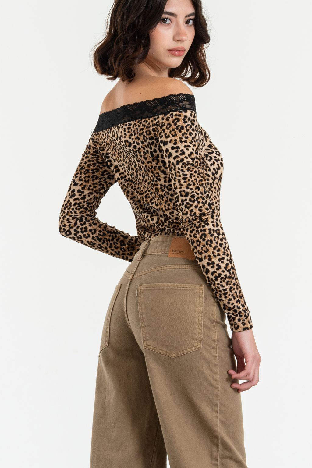 ISOS WIDE LEG JEANS CONFORT RUEDO NORMAL BEIGE