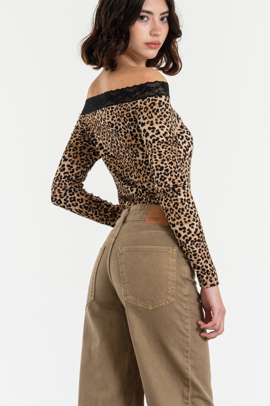 ISOS WIDE LEG JEANS CONFORT RUEDO NORMAL BEIGE