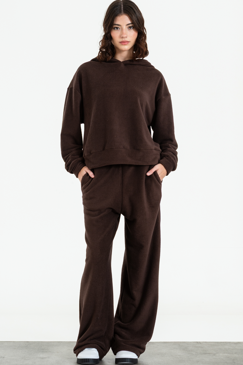 ISOS PANTALÓN MICRO POLAR WIDE LEG TIRO ALTO CON GOMA CREMA