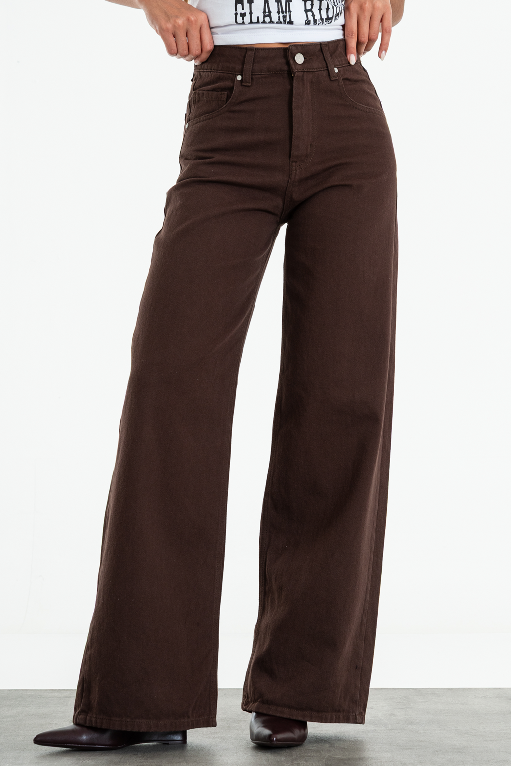 ISOS CHOCO WIDE LEG RIGIDO TIRO ALTO MARRON 34