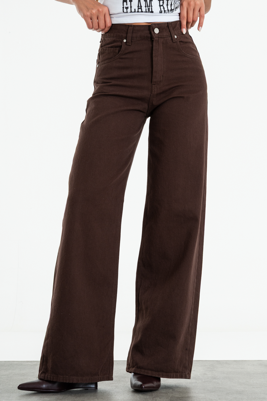 ISOS CHOCO WIDE LEG RIGIDO TIRO ALTO MARRON 34