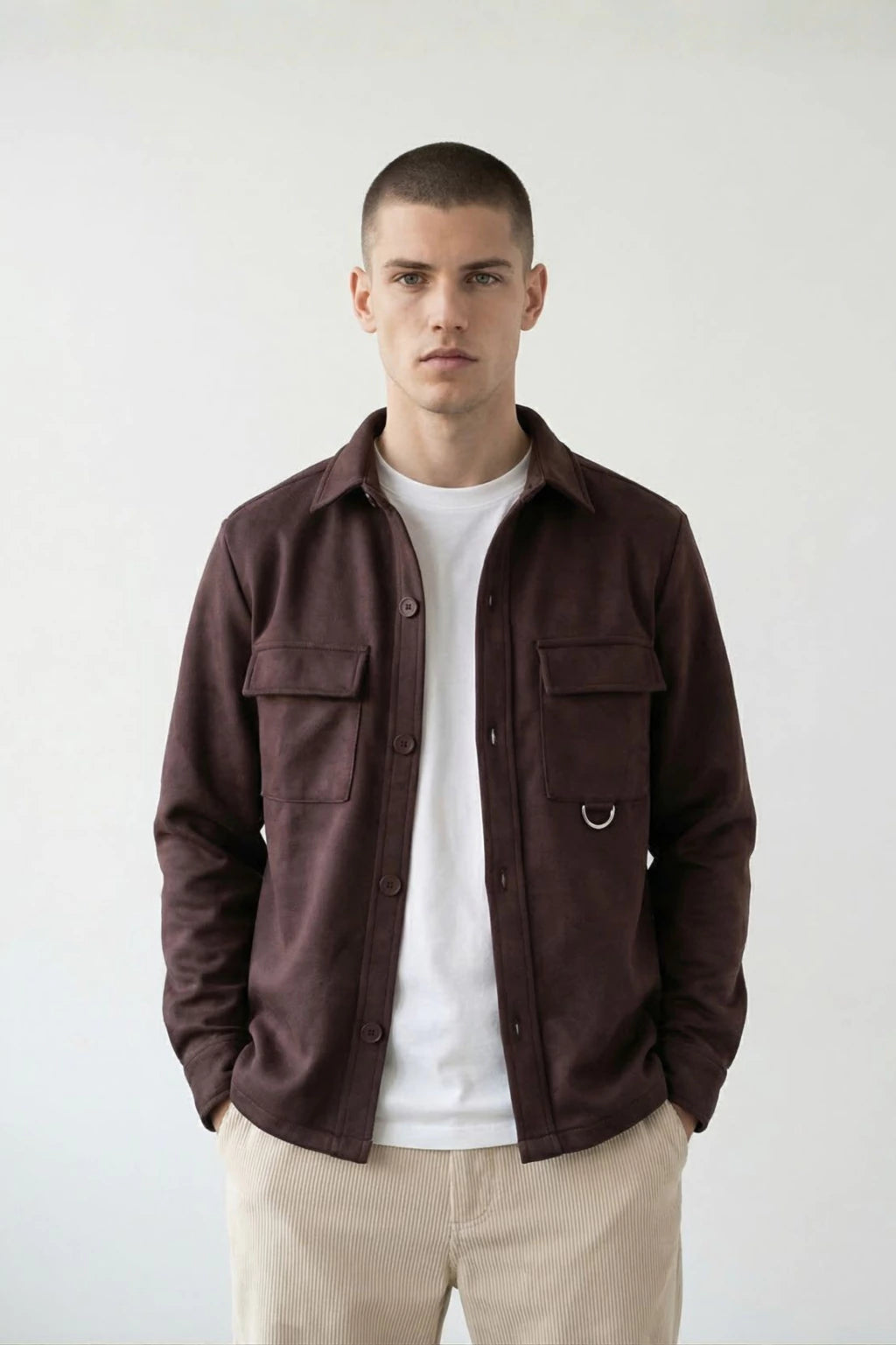 CAMISACO DE PAÑO LISO CHOCOLATE M