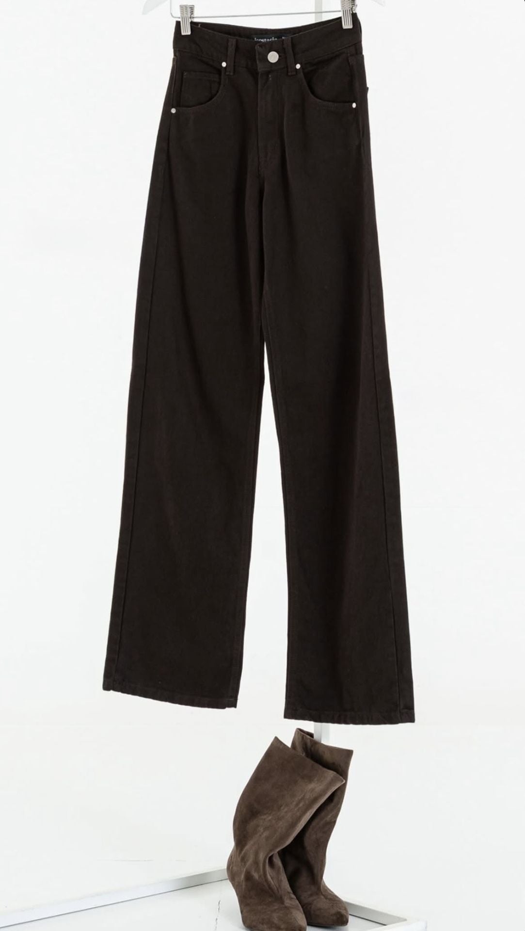ISOS JEANS WIDE LEG RÍGIDO TIRO ALTO CHOCO OSCURO 40