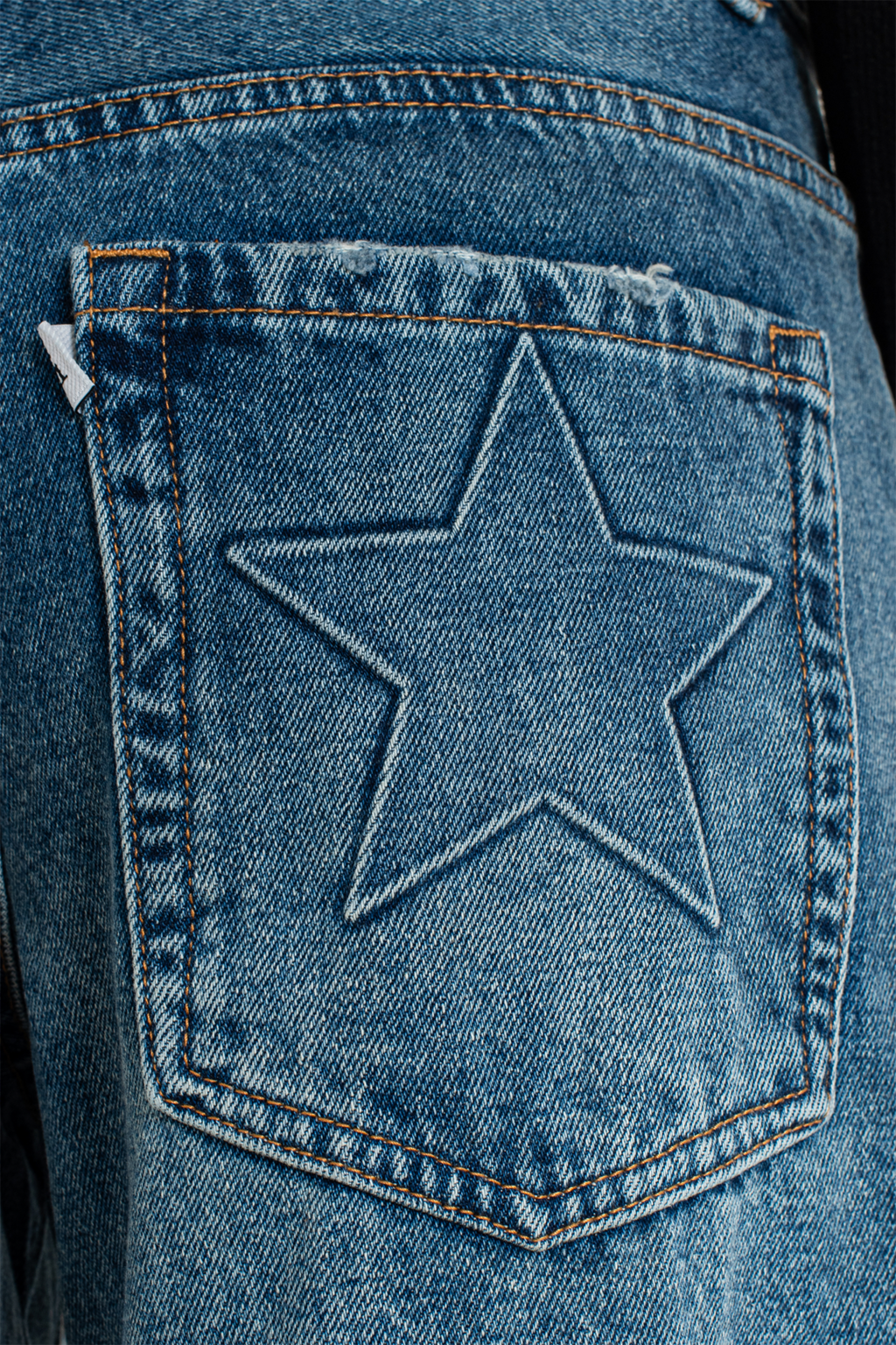 ISOS WIDE LEG JEAN RÍGIDO TIRO MEDIO RUEDO NORMAL ESTRELLAS GOFRADAS AZUL MEDIO