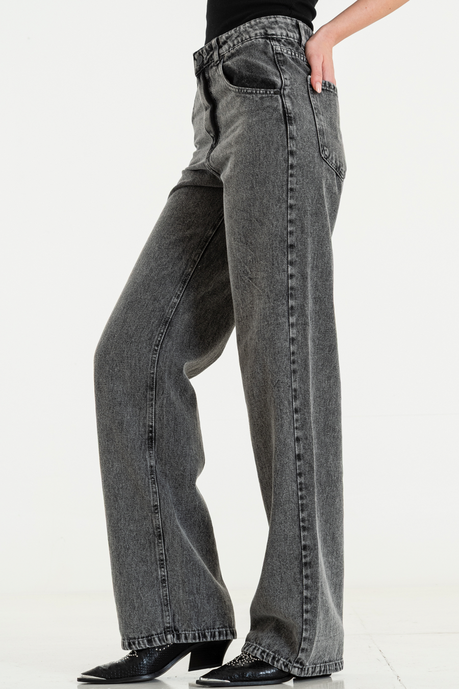 JEANS WIDE LEG NEGRUZCO RÍGIDO ISOSTASIA