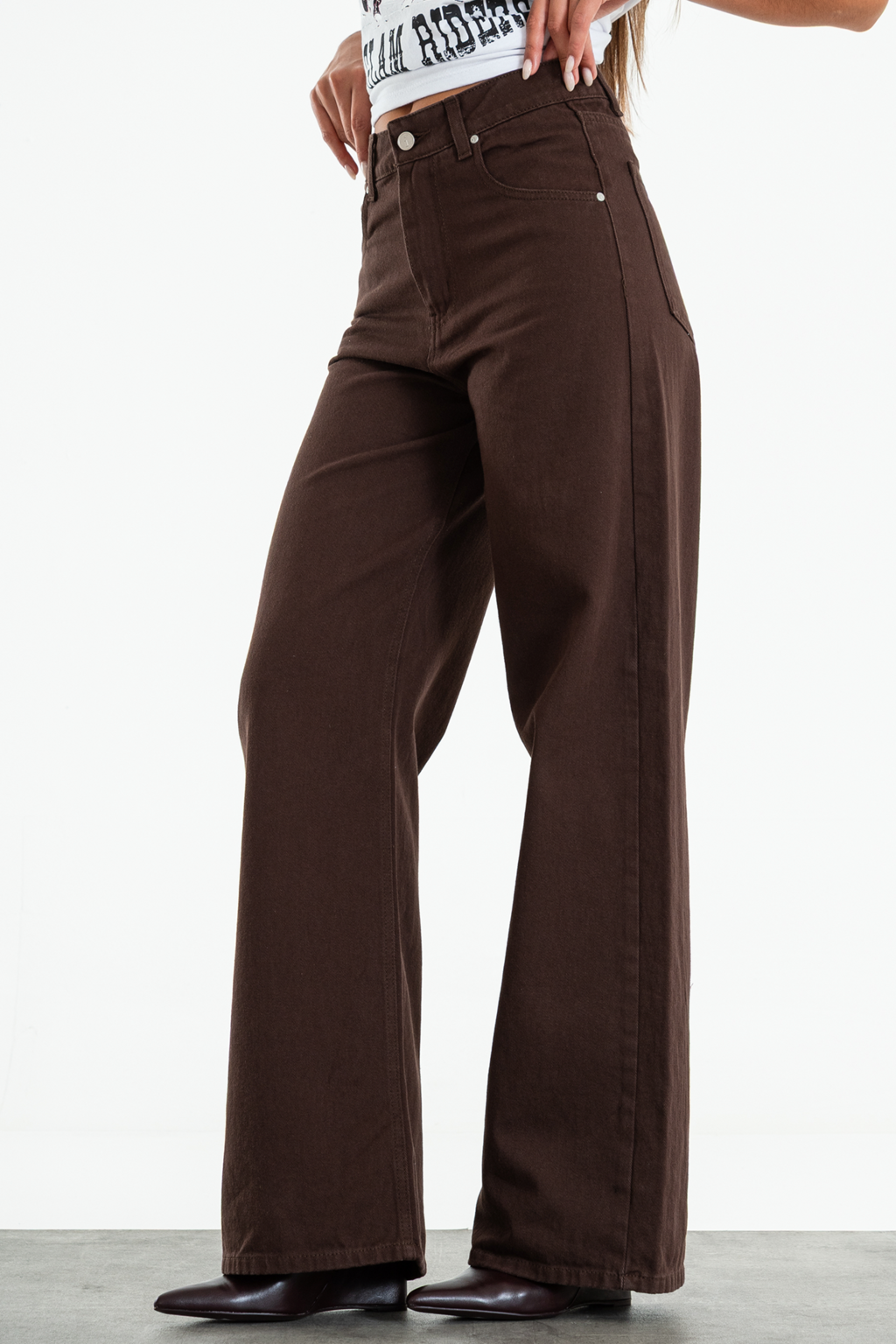 ISOS CHOCO WIDE LEG RIGIDO TIRO ALTO MARRON 34