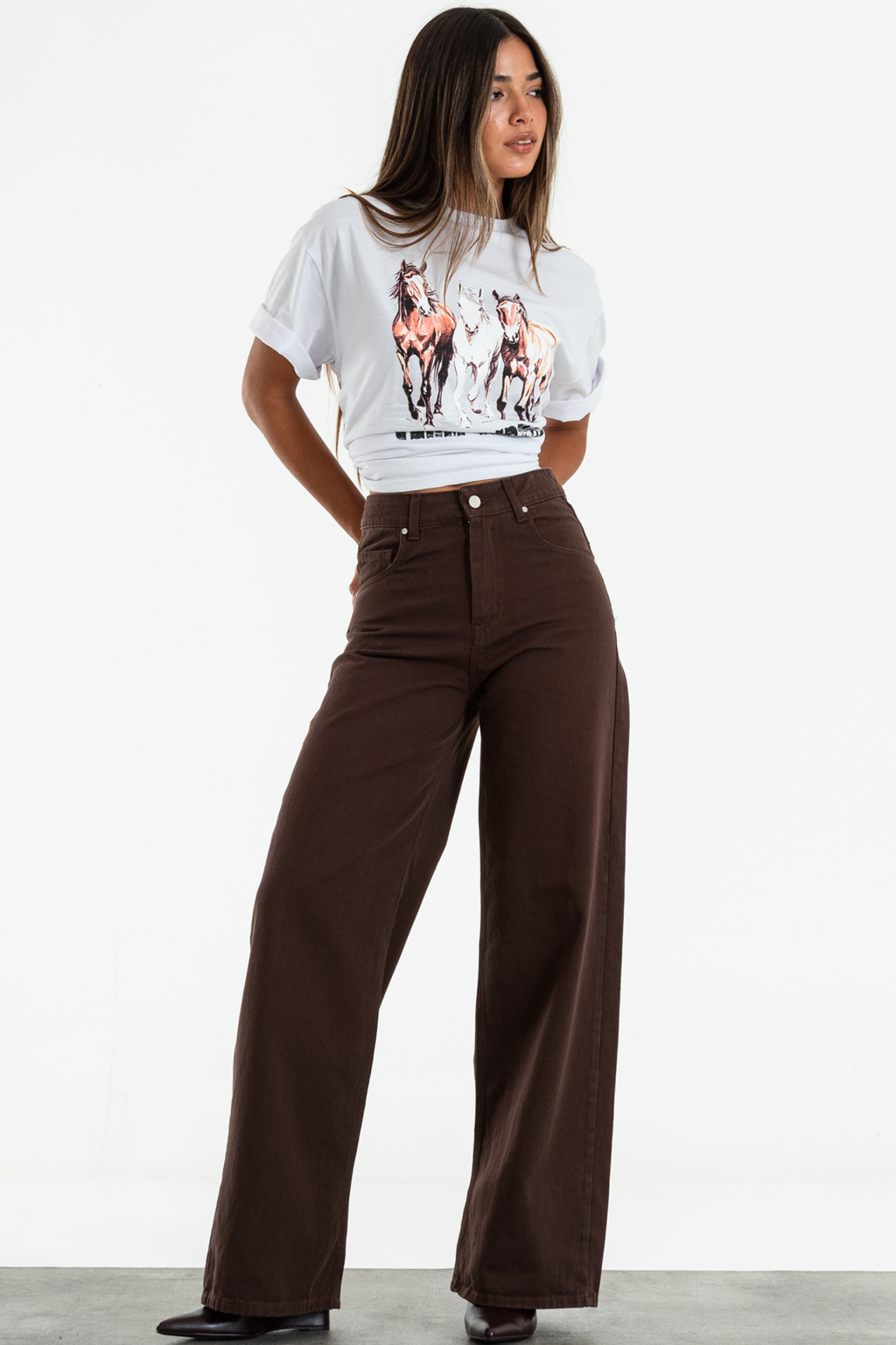 ISOS CHOCO WIDE LEG RIGIDO TIRO ALTO MARRON 34
