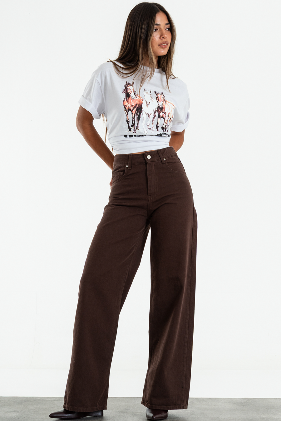 ISOS CHOCO WIDE LEG RIGIDO TIRO ALTO MARRON 34