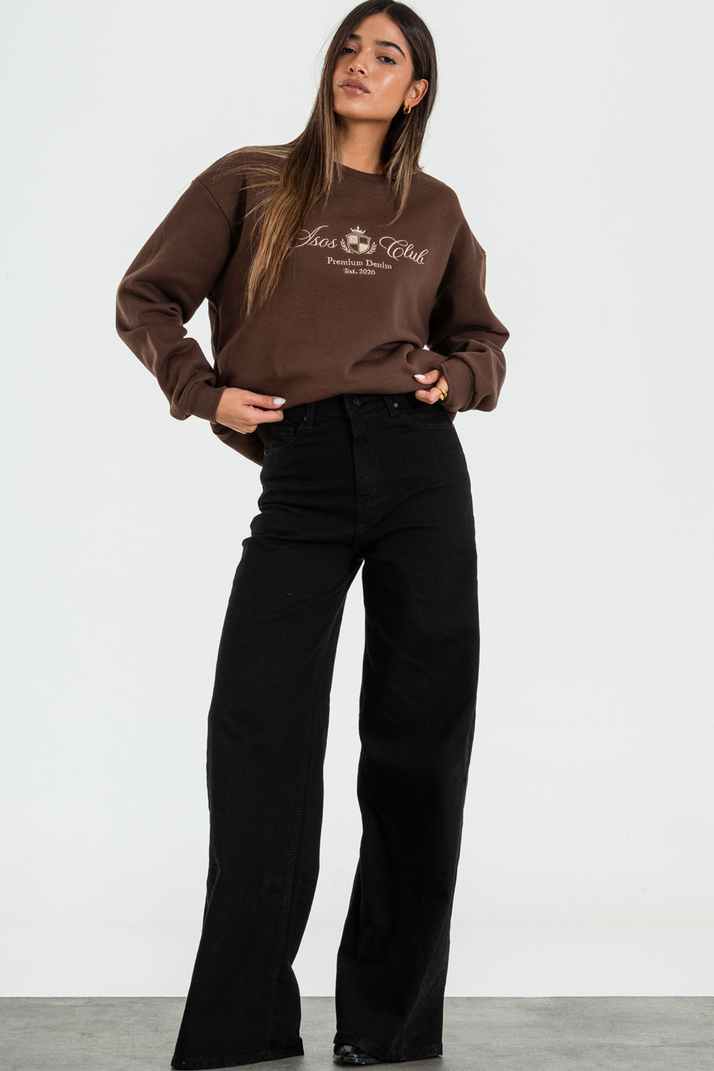 ISOS JEANS WIDE LEG ELASTIZADO TIRO ALTO NEGRO 42
