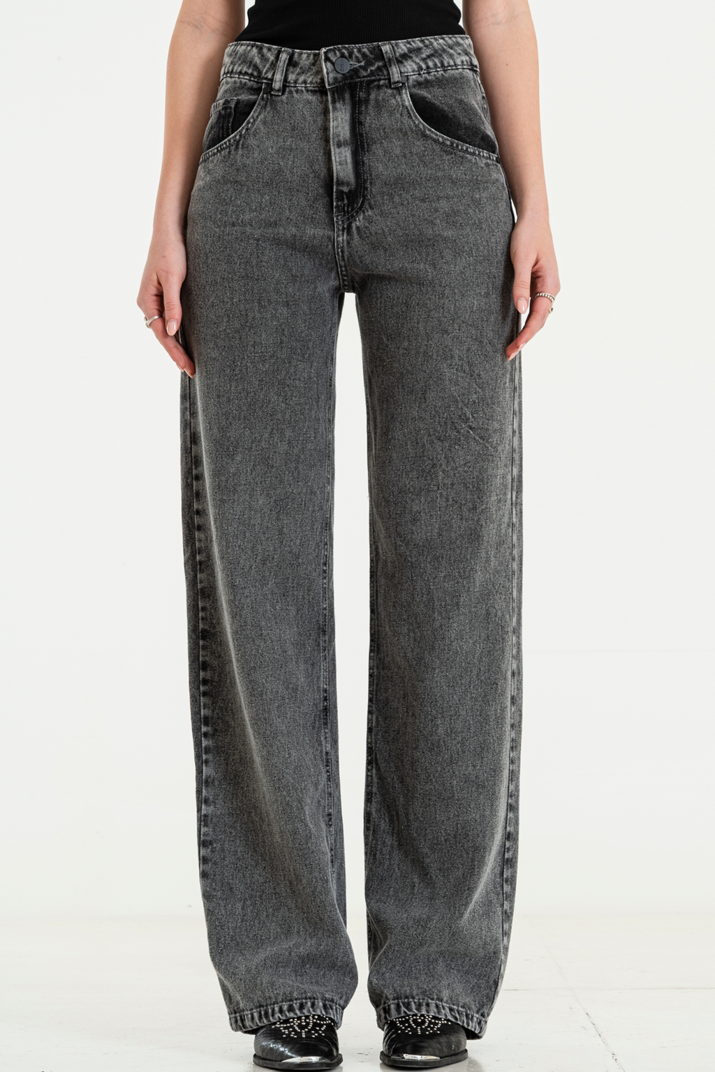 JEANS WIDE LEG NEGRUZCO RÍGIDO ISOSTASIA