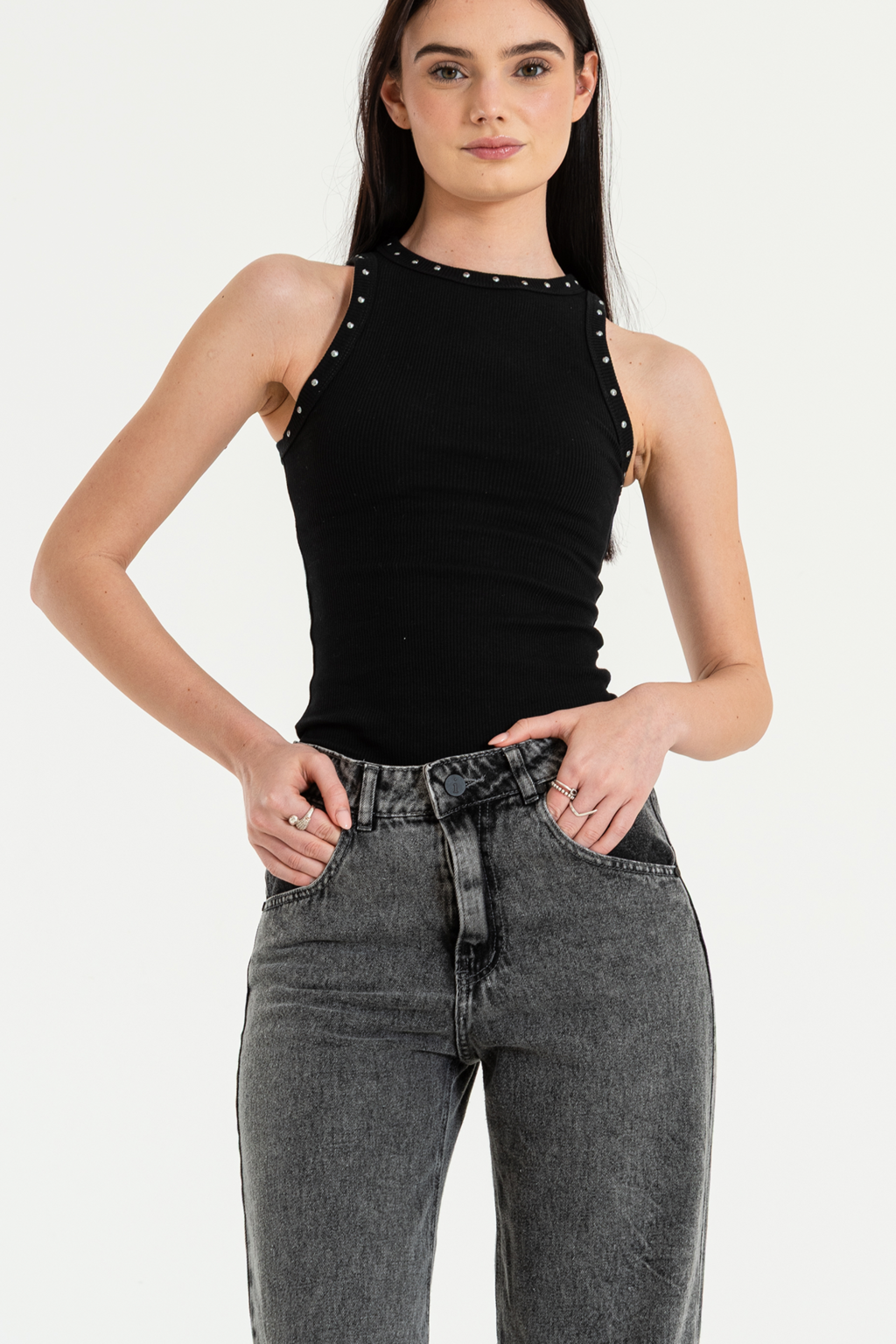 JEANS WIDE LEG NEGRUZCO RÍGIDO ISOSTASIA